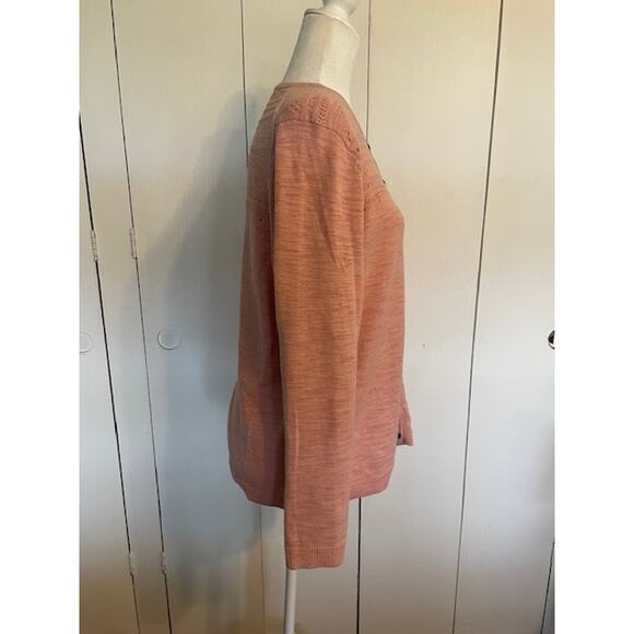 Coldwater Creek Size Large Button Front Cardigan Sweater Pink Cotton Blend - Picture 3 of 6